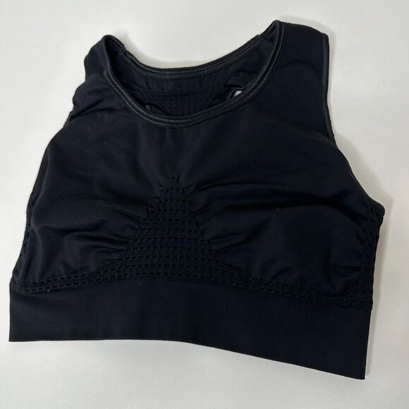 Sweaty Betty Black High Neck Sports Bra Sweat Wicking Stretch Racerback Crop Med - Picture 5 of 12